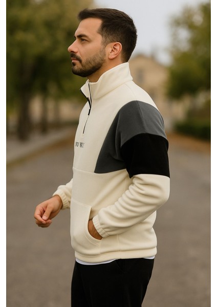 Erkek Yarım Fermuarlı Polar Sweatshirt Önden Cepli indirimleri