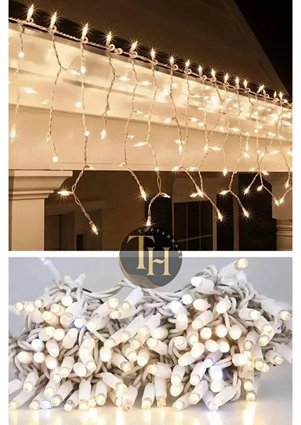 Dış Mekan Saçak LED Flaşlı 4 Metre Su Geçirmez Gün Işığı Eklemeli Çakarlı Sarkıt Yılbaşı Yeni Yıl