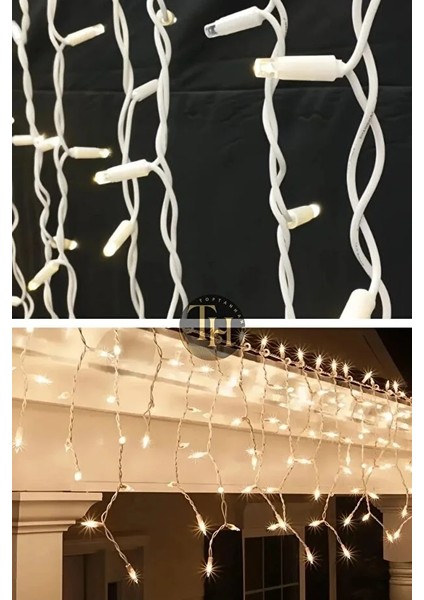 Dış Mekan Saçak LED Flaşlı 4 Metre Su Geçirmez Gün Işığı Eklemeli Çakarlı Sarkıt Yılbaşı Yeni Yıl