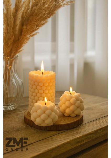 3'lü Kokulu Bubble Mum Seti Pinterest Tasarım 5,5 cm ve 7,5 cm