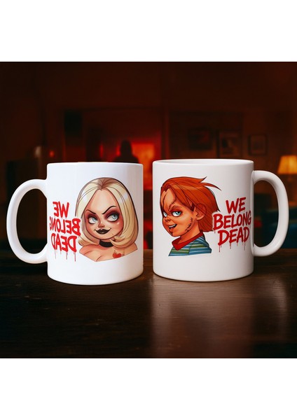 Chucky Baskılı Couple Beyaz Kupa 2'li Set