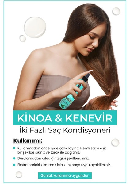 Çift Fazlı Kinoa & Kenevir Kondisyoner Fön Suyu 240 ml - Mrfs modelleri