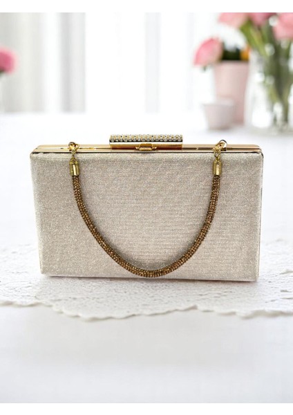 Nokta Desenli Altın Gold Dore Renk Kadın Abiye Çanta Düğün Nişan Mezuniyet fırsatları