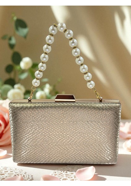 Altın Gold Dore Renk Lazer Yılan Desenli Kadın Abiye Çanta Gece Çantası Düğün Nişan Portföy fiyatları