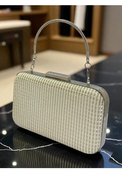 Ekru Renk Simli Tel Kırma Kadın Abiye Çanta Düğün Nişan Mezuniyet fiyatları