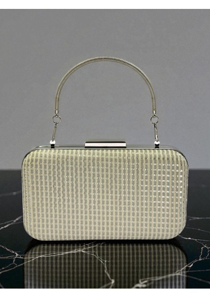 Ekru Renk Simli Tel Kırma Kadın Abiye Çanta Düğün Nişan Mezuniyet modelleri