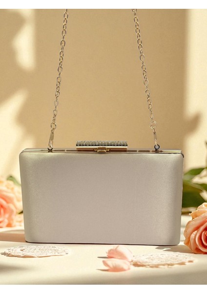 Ten Nude Rengi Saten Abiye Çanta Gece Çantası Nişan Düğün Çantası