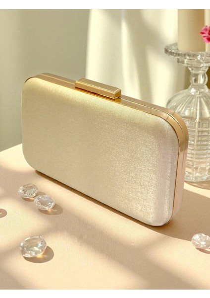 Ten Nude Renk Simli Saten Kadın Abiye Çanta Düğün Nişan Mezuniyet