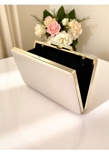 Kum Renk Mat Cilt Deri Altın Taş Saplı Kadın Abiye Çanta Düğün Nişan Mezuniyet indirimleri