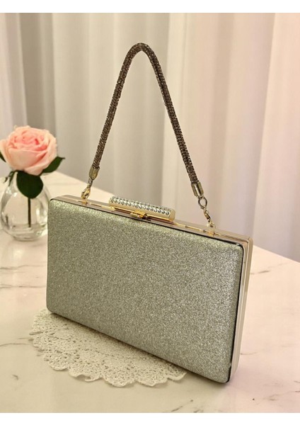 Altın Gold Dore Simleri Dökülmeyen Ithal Kumsim Taş Saplı Kadın Abiye Çanta Düğün Nişan Mezuniyet