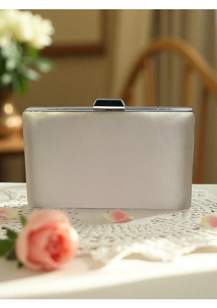 Ten Nude Saten Renk Gümüş Detaylı Abiye Çanta Gece Çantası Nişan Düğün Çantası fiyatları