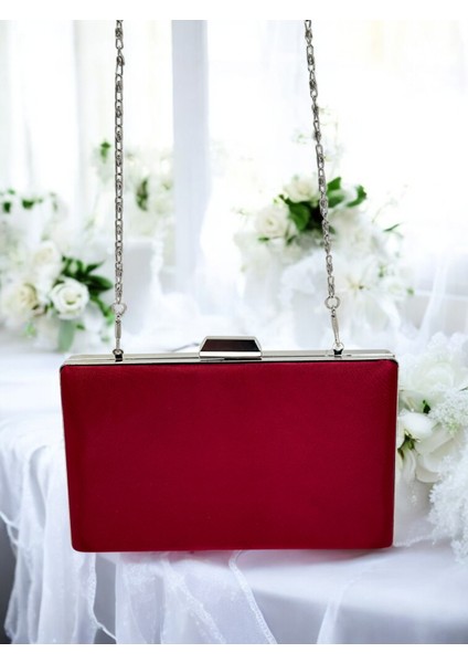 Bordo Kristal Taşlı Metal Saplı Saten Kadın Gece Çantası Abiye Çanta Düğün Nişan Mezuniyet fırsatları