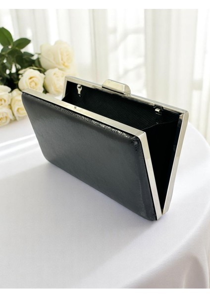 Yeni Model Siyah Renk Parlak Desenli Zincir Askılı Saplı Kadın Abiye Çanta Düğün Nişan Mezuniyet modelleri