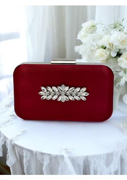 Bordo Kristal Taşlı Saten Kadın Gece Çantası Abiye Çanta Düğün Nişan Mezuniyet fiyatları