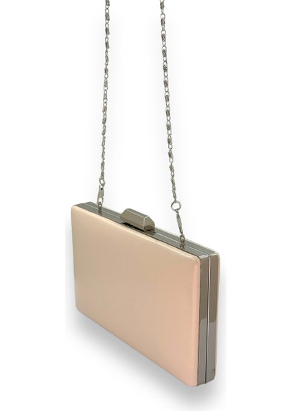 Ten Renk Cilt Deri Mat Deri Metal Saplı Abiye Çanta Gece Çantası Düğün Nişan Kına indirimleri