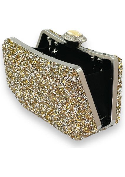 Altın Gold Dore Renk Taşlı Incili Metal Kulplu Abiye Çanta Gece Çantası Nişan Düğün Gelin Çantası indirimleri