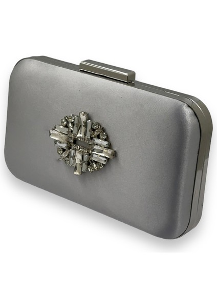 Gümüş Gri Renk Saten Gümüş Kasalı Gümüş Taşlı Abiye Çanta Gece Çantası Düğün Nişan Portföy fiyatları