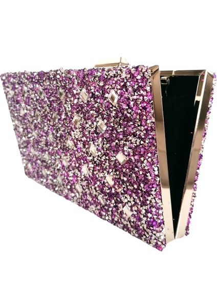 Lila Renk Taşlı Abiye Çanta Gece Çantası Düğün Nişan Çantası El Çantası fiyatları
