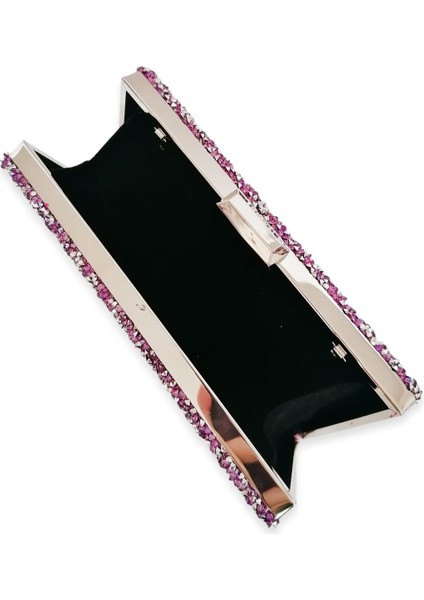 Lila Renk Taşlı Abiye Çanta Gece Çantası Düğün Nişan Çantası El Çantası fırsatları