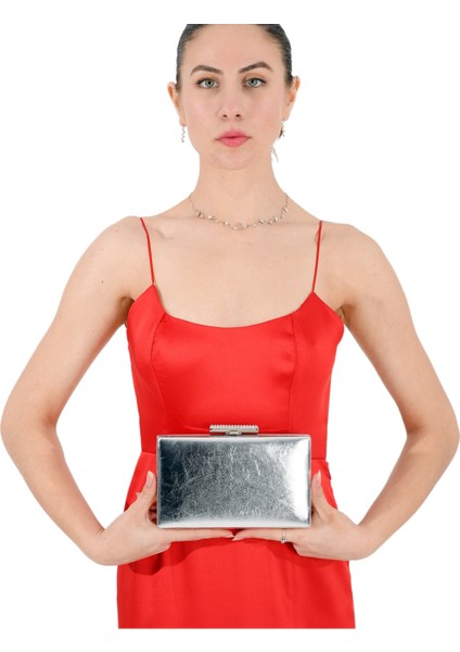 Gümüş Renk Kırışık Rugan Abiye Çanta Düğün Nişan Gece Çantası El Yapımı indirimleri