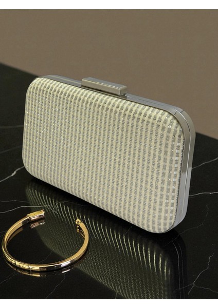 Ekru Renk Simli Tel Kırma Kadın Abiye Çanta Düğün Nişan Mezuniyet fiyatları