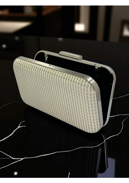 Ekru Renk Simli Tel Kırma Kadın Abiye Çanta Düğün Nişan Mezuniyet fırsatları