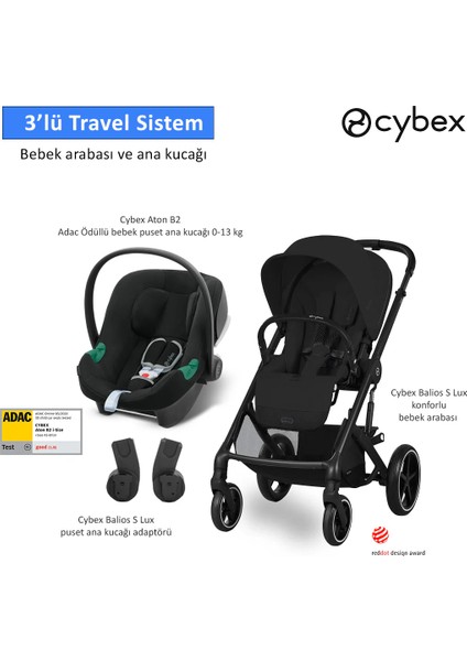 3 Lü Travel Sistem Indirimi Cybex Balios S Lux Moon Black + Cybex Aton B2 Isize