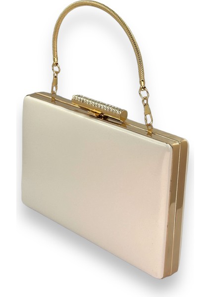 Bej Renk Cilt Deri Mat Deri Metal Saplı Abiye Çanta Gece Çantası Düğün Nişan Kına fiyatları