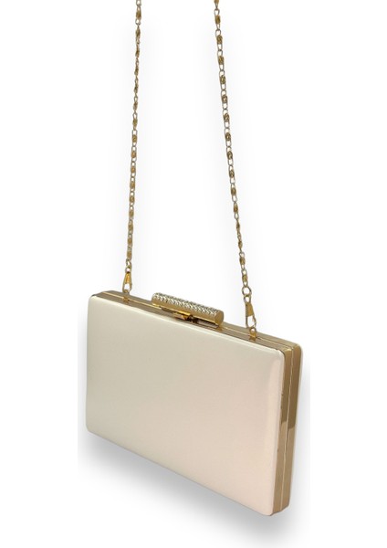 Bej Renk Cilt Deri Mat Deri Metal Saplı Abiye Çanta Gece Çantası Düğün Nişan Kına indirimleri