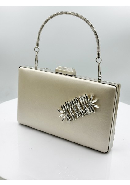 Ten Nude Renk Saten Gümüş Kasalı Gümüş Taşlı Abiye Çanta Gece Çantası Düğün Nişan Portföy fiyatları