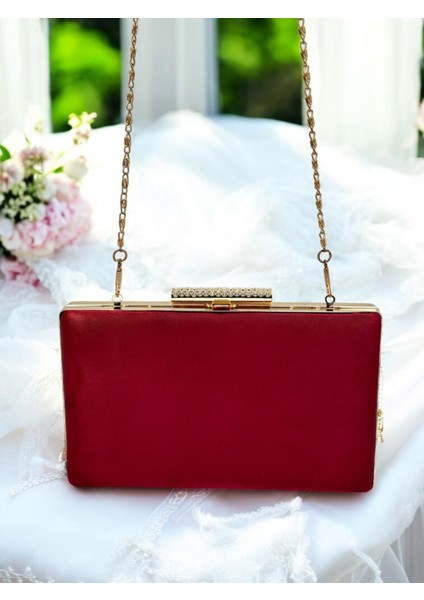 Bordo Kristal Taşlı Saten Kadın Gece Çantası Abiye Çanta Düğün Nişan Mezuniyet fırsatları