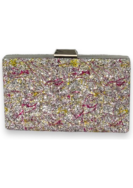 Pul Payet Işlemeli Desenli Renkli Abiye Çanta Gece Çantası Düğün Nişan