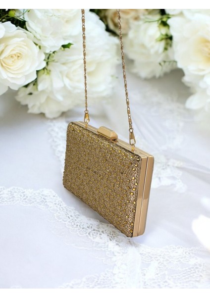 Altın Gold Dore Renk Kristal Taşlı Abiye Çanta Düğün Nişan Kına Mezuniyet indirimleri