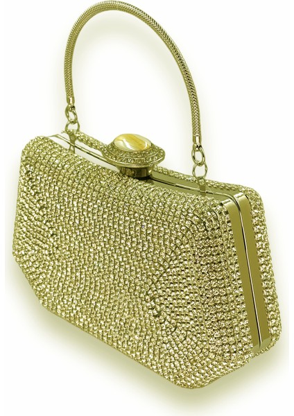 Altın Gold Dore Taşlı Inci Detaylı Metal Saplı Abiye Çanta Gece Çantası Düğün Nişan fiyatları