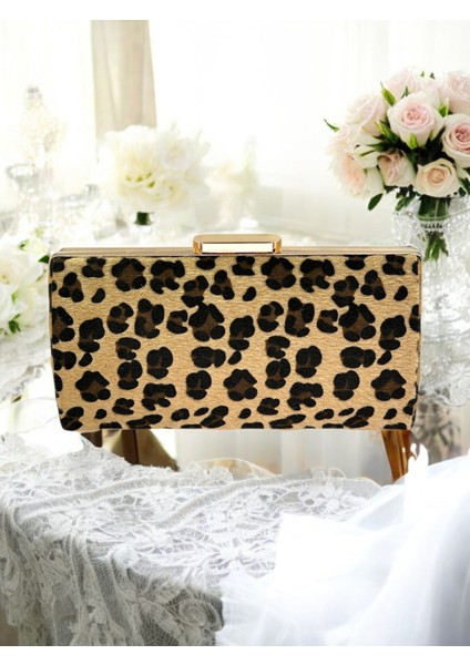 Tüylü Ithal Leopar Desenli Abiye Çanta Gece Çantası Düğün Nişan Mezuniyet fırsatları