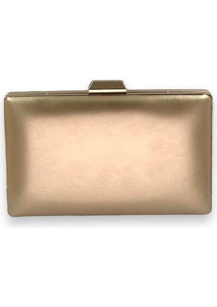 Rose Gold Renk Cilt Deri Mat Deri Abiye Çanta Gece Çantası Düğün Nişan Kına