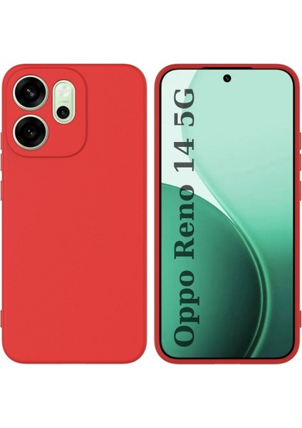 Oppo Reno 14 5g Uyumlu Silikon Kılıf - Kamera Korumalı Esnek Pastel Renk Kapak - Kırmızı