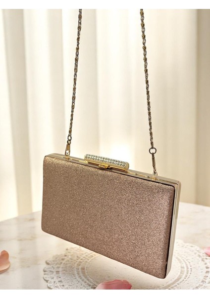 Rosegold Simleri Dökülmeyen Ithal Kumsim Metal Taşlı Kasa Kadın Abiye Çanta Düğün Nişan Mezuniyet indirimleri