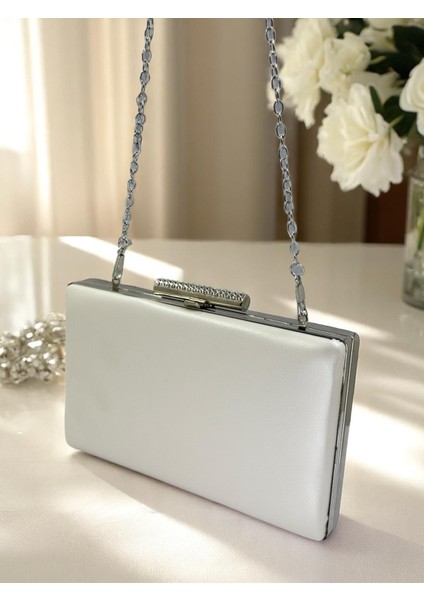 Gelin Çantası Ekru Renk Mat Cilt Deri Kadın Abiye Çanta Düğün Nişan Mezuniyet indirimleri