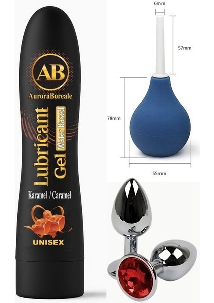 Auroraboreale Ab Set Karamel Aromalı Yenilebilir Kayganlaştırıcı Jel 125 Ml+Anal Plug+Pompa SETQWX1X5RD2TÇ
