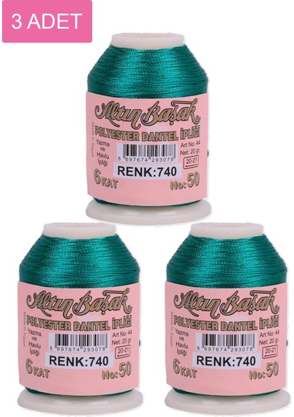 3 Adet Altınbaşak Oya ve Dantel Ipi 20 gr - Royaleks - No: 740