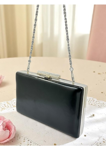 Siyah Renk Mat Cilt Deri Kadın Abiye Çanta Düğün Nişan Mezuniyet indirimleri