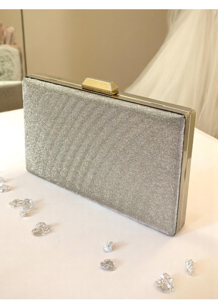 Nokta Desenli Altın Renk Kadın Abiye Çanta Düğün Nişan Mezuniyet