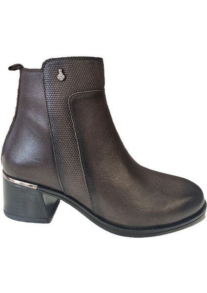 5cm Kalın Topuklu Hakiki Deri Kadın Bot Z385