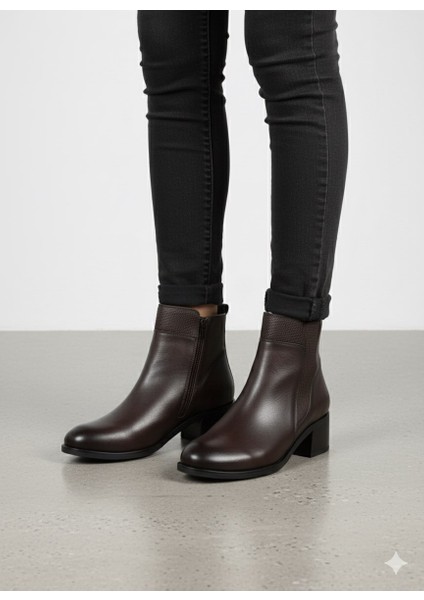 5cm Kalın Topuklu Hakiki Deri Kadın Bot Z385 fiyatları