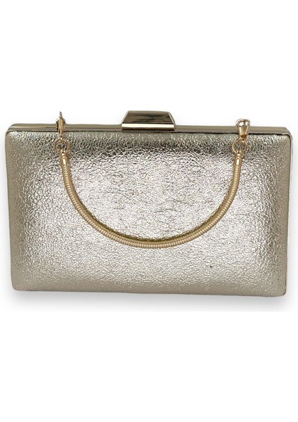 Altın Gold Kristal Desenli Mat Deri Metal Saplı Abiye Çanta Gece Çantası Kına Düğün Nişan Çantası modelleri