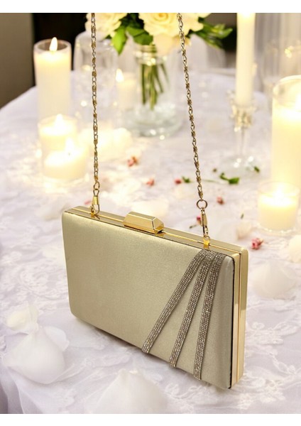 Ten Renk Saten Çapraz Altın Kristal Taşlı Kadın Abiye Çanta Düğün Nişan Mezuniyet indirimleri