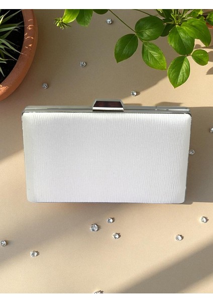 Ekru Renk Suyolu Desenli Saten Kadın Abiye Çanta Düğün Nişan Mezuniyet fiyatları