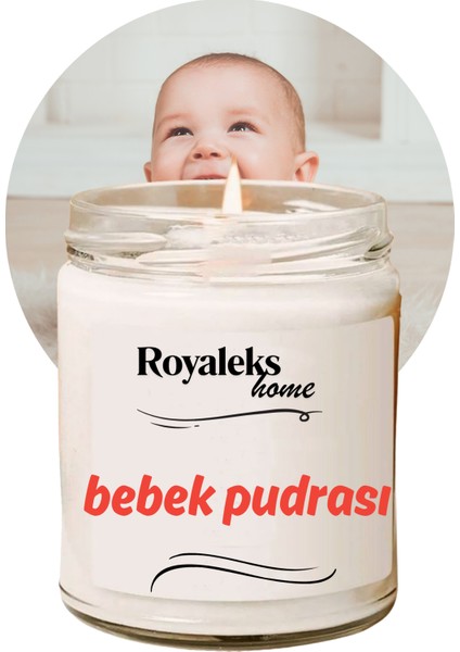 Doğal Özel Seri Kokulu Dekoratif Kavanoz Mum 210 cc - Bebek Pudrası - Ryl