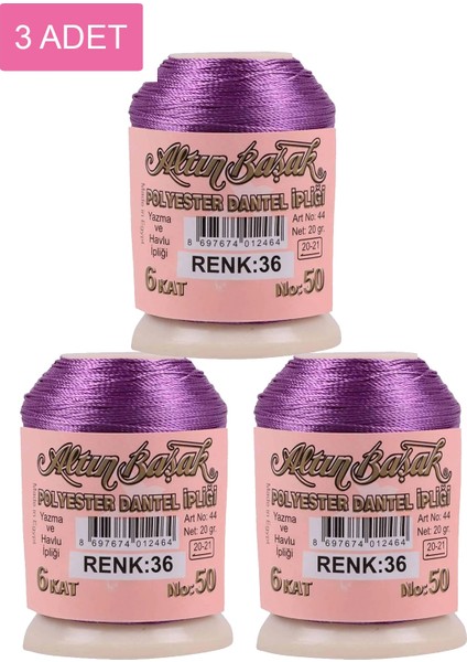 3 Adet Altınbaşak Oya ve Dantel Ipi 20 gr - Royaleks - No: 036